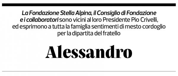 Annuncio funebre Alessandro Crivellli