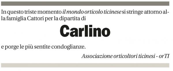 Annuncio funebre Carlo Cattori