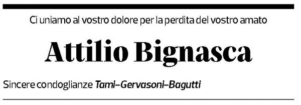 Annuncio funebre Attilio Bignasca