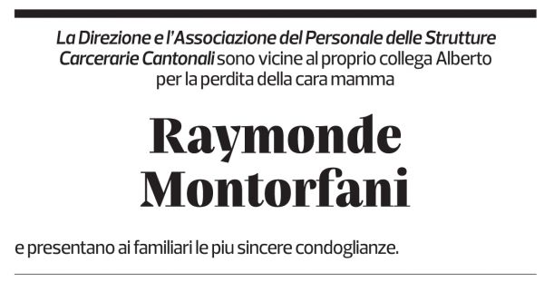 Annuncio funebre Raymonde Montorfani