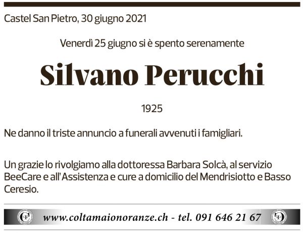 Annuncio funebre Silvano Perucchi