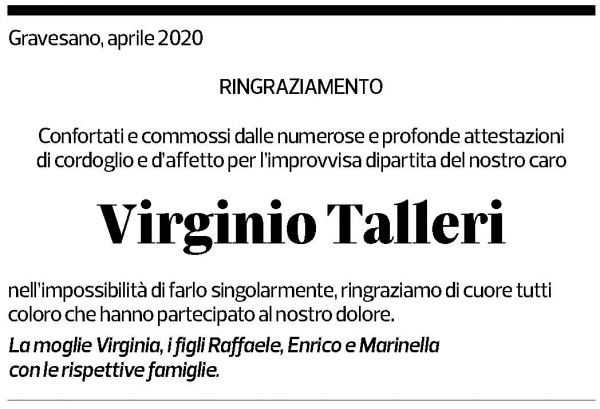 Annuncio funebre Virginio Talleri