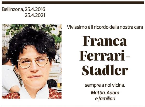 Annuncio funebre Franca Ferrari-stadler