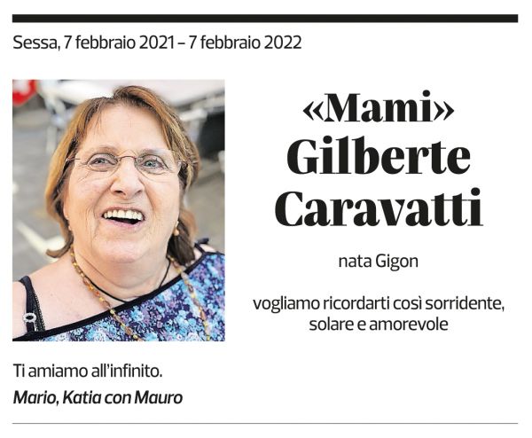 Annuncio funebre Gilberte Caravatti