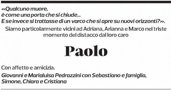Annuncio funebre Paolo Mazzucchelli