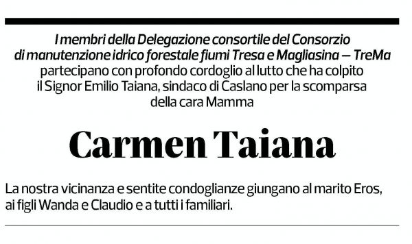 Annuncio funebre Carmen Taiana Casanova