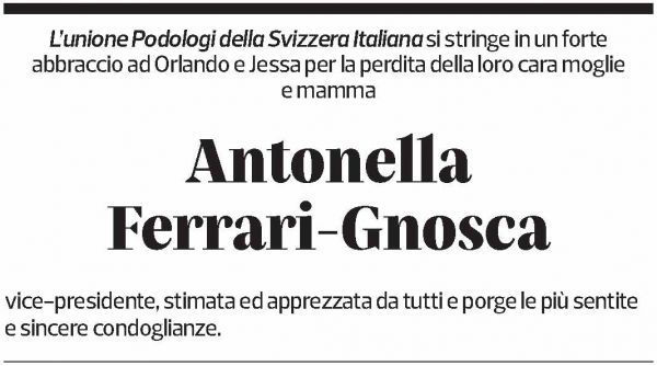 Annuncio funebre Antonella Ferrari Gnosca