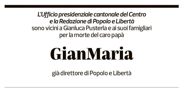 Annuncio funebre Gianmaria Pusterla