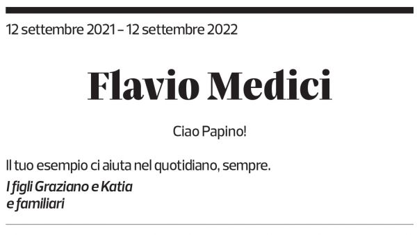 Annuncio funebre Flavio Medici