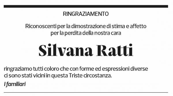 Annuncio funebre Silvana Ratti