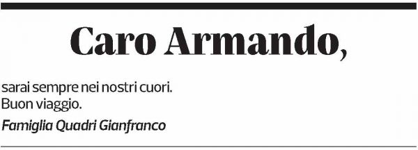 Annuncio funebre Armando Fumasoli
