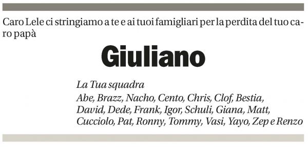 Annuncio funebre Giuliano Amadò