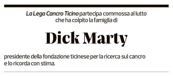 Annuncio funebre Dick Marty