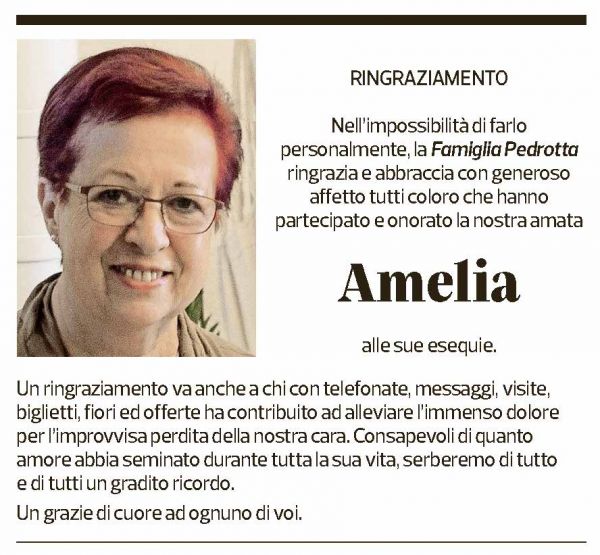 Annuncio funebre Amelia Pedrotta
