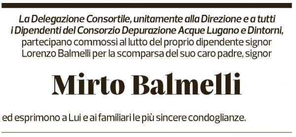 Annuncio funebre Mirto Balmelli