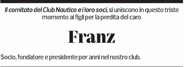 Annuncio funebre Franz Ackermann