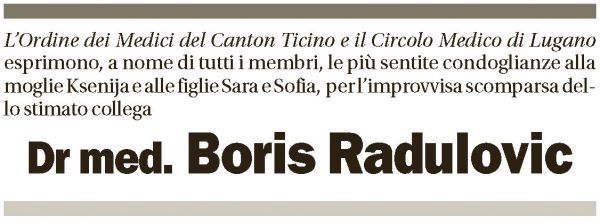 Annuncio funebre Boris Radulovic