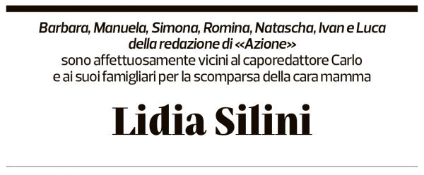 Annuncio funebre Lidia Silini