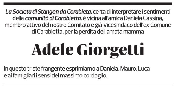 Annuncio funebre Adele Giorgetti