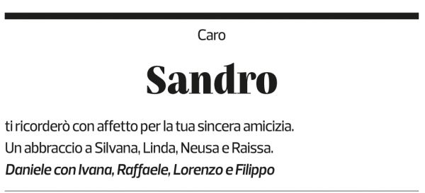Annuncio funebre Sandro 