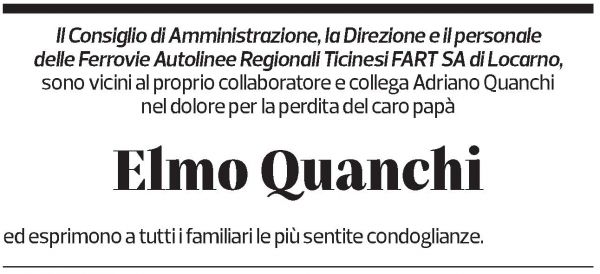 Annuncio funebre Elmo Quanchi