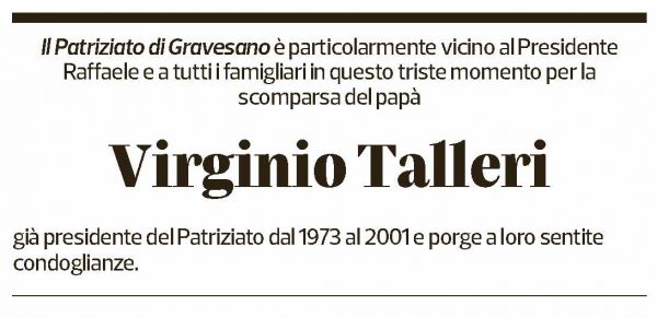 Annuncio funebre Virginio Talleri