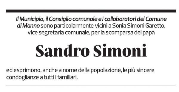Annuncio funebre Sandro Simoni
