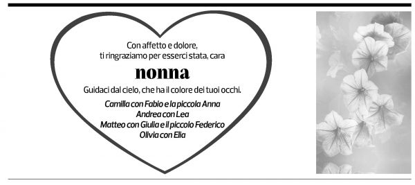 Annuncio funebre Gabriella Clelia Antonia Ferrari
