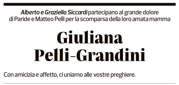 Annuncio funebre Giuliana Pelli-grandini