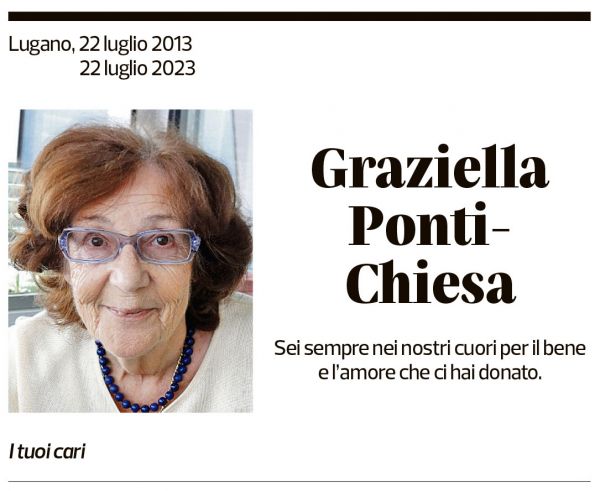 Annuncio funebre Graziella Ponti-chiesa