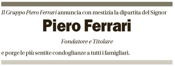 Annuncio funebre Piero Ferrari