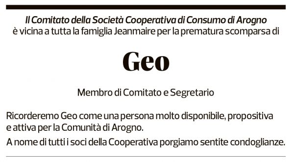 Annuncio funebre Geo Jeanmaire