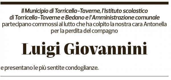 Annuncio funebre Luigi Giovannini