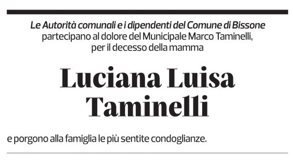 Annuncio funebre Luciana Luisa Taminelli