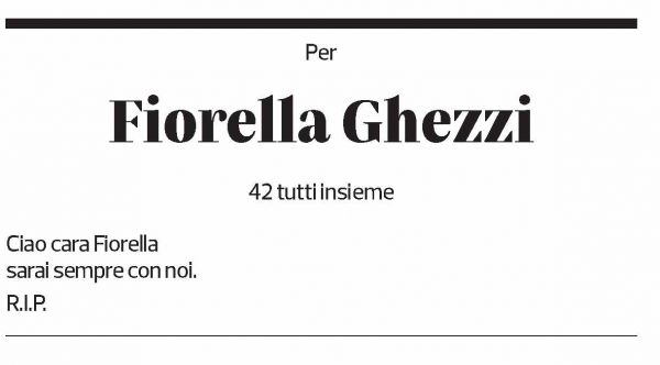 Annuncio funebre Fiorella Ghezzi