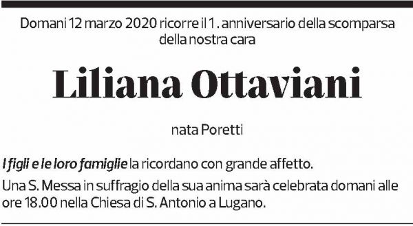 Annuncio funebre Liliana Ottaviani
