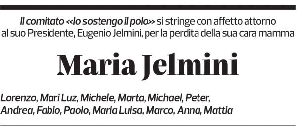 Annuncio funebre Maria Jelmini