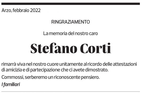 Annuncio funebre Stefano Corti