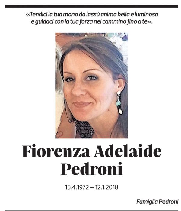 Annuncio funebre Fiorenza Adelaide Pedroni