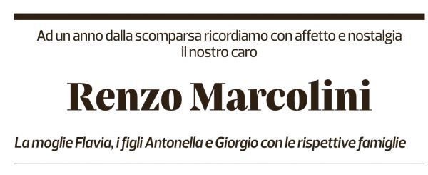 Annuncio funebre Renzo Marcolini
