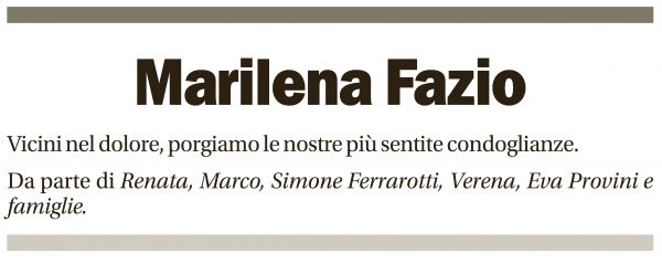 Annuncio funebre Marilena Fazio