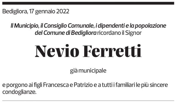 Annuncio funebre Nevio Ferretti