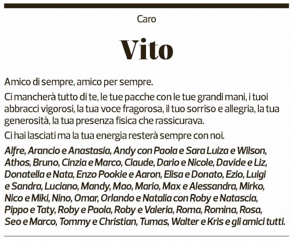 Annuncio funebre Vittorio D'apice