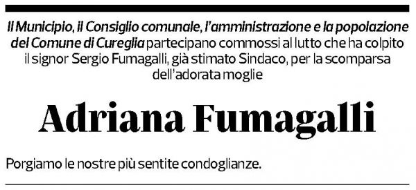 Annuncio funebre Adriana Fumagalli