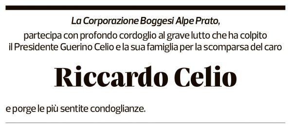 Annuncio funebre Riccardo Celio