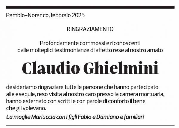 Annuncio funebre Claudio Chielmini