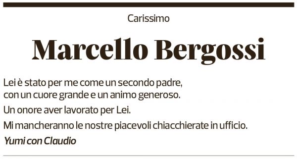 Annuncio funebre Marcello Bergossi