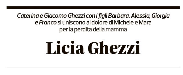 Annuncio funebre Licia Ghezzi