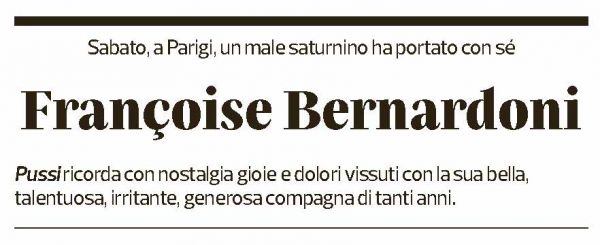 Annuncio funebre Françoise Bernardoni
