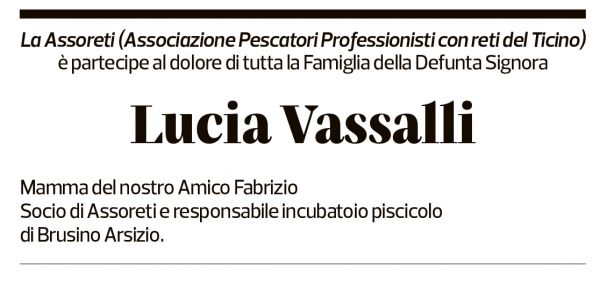 Annuncio funebre Lucia Vassalli